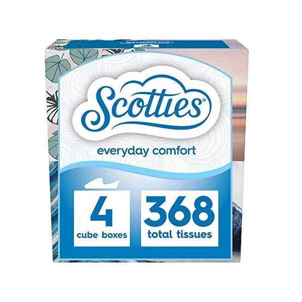 4 Boxes Of 92 Scotties Everyday Comfort Facial Tissues